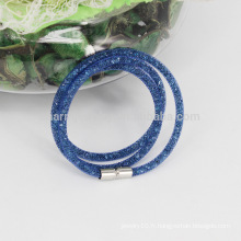 2015 Vente chaude 3 enveloppes de petites bracelets Mesh Stardust avec pierres de cristal Fermoir magnétique rempli Bracelets de charme Bracelets pour femmes